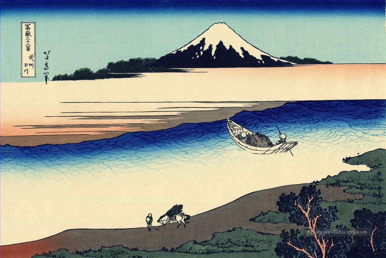 rivière Tama dans la province de Musashi Katsushika Hokusai ukiyoe Peintures à l'huile
